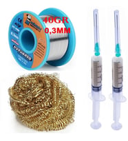 Mechanic Lehim Tel 40G 0,3mm Flux Lehim Toplama Havya Ucu Temizleme Teli Set04