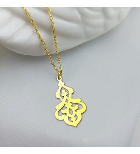Vaoov 925 Ayar Gümüş Rumi Desenli Kolye (Gold)