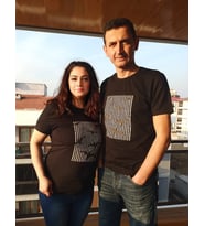 Sevgili Kombini Çift Unicex T-shirt Kuş Kabartmalı Desen Siyah