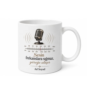 Radyo Sunucusuna Hediye Canlı Yayındayız Frekans Ayarı Kupa Bardak