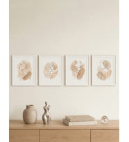 Tek Çizgi Sanatı Soyut Renklerle Minimalist Kadın Figürleri 4’lü Ahşap Çerçeveli Tablo Seti