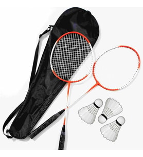 Çantalı PRO Badminton Seti 2 Adet Badminton Raketi 3 Adet Badminton Topu Pro Badminton Set Kırmızı-Beyaz