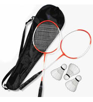 Çantalı PRO Badminton Seti 2 Adet Badminton Raketi 3 Adet Badminton Topu Pro Badminton Set Kırmızı-Beyaz