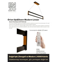 Orion Bronz Lineer LED Sarkıt Avize – Kumandalı Dim Edilebilir – Yukarı & Aşağı Işık