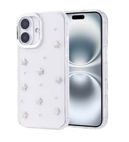 Coverzone Apple iPhone 16 ile uyumlu Kılıf Airbag Köşeli 2mm Kamera Çıkıntı Korumalı Simli Şeffaf Baskılı Z-Kutup Kapak Yıldız
