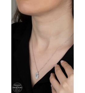 SWAROVSKİ CRYSTAL CAN DOST  925 AYAR GÜMÜŞ KOLYE