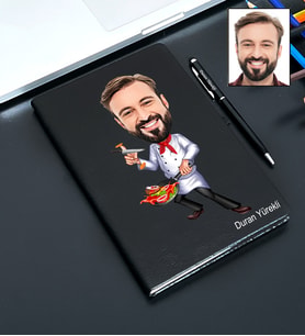 Kişiye Özel Aşçı Tasarımlı Karikatür Defter Ve Kalem Seti 74