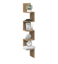 Zig Zag Köşe Duvar Rafı / Kitaplık Atlantik Çam 20x20x130 Modern Minimalist Köşe Rafı (Ahşap)
