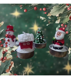 VIP DELUXE 12 ADET NOEL TEALİGHT MUM NOEL BABA KARDAN ADAM ÇAM AĞACI NOEL EVİ GERÇEK YILBAŞI MUMU
