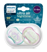 Philips Avent Ultra Air Night Karanlıkta Parlar Gece Emziği 0-6 ay Kız SCF376/19