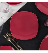 Carmen Kırmızı Köşem Pasta Tabağı 22 Cm 6 Adet