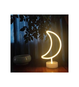 Dekoratif Pilli Ay Tasarımlı 3D Neon Led Masa Ve Gece Lambası GO-53-vice