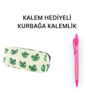 Yeşil Kurbağa Tatlı Kalemlik - Okul Kalemliği-Makyaj Çantası ve Hediye Pembe Uçlu Kalem