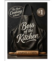 Boss Of The Kitchen Siyah Önlük Dekoratif Kanvas - Mdf Ahşap Tablo