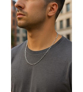 Gümüş Renk İnce Ataç Unisex Çelik Kolye