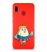 Samsung Galaxy A30 Soft Premier Kapak Bayan Puff Tasarımlı Silikon Kılıf - Kırmızı (Şeffaf)