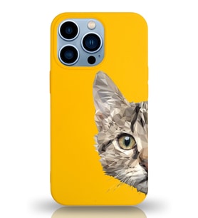 Apple iPhone 13 Pro Max Uyumlu Lansman Kılıf Catface Tasarımlı Altı Kapalı İçi Kadife Kaplı  Kapak (Şeffaf)