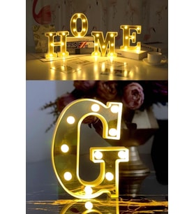 3D LED Işıklı G Harfi Büyük Boy Dekorasyon, Doğum Günü ve Organizasyon İçin (Krem)