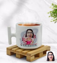 BK Gift Kişiye Özel O Bir Melek Karikatürlü T Kulplu Beyaz Middle Kupa Bardak-1
