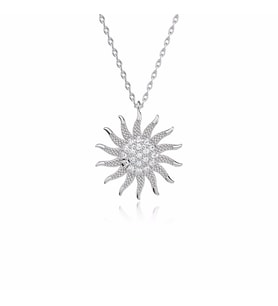 Zarif Güneş Beyaz Gümüş Kolye