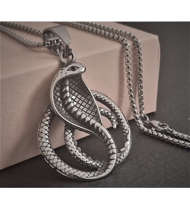 voyageaccessory Paslanmaz Kararmaz Çelik Kobra Yılan Kolye / 60 cm Zincirli
