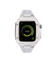 Apple Watch 7 45mm Baklalı Kasa Koruyucu Paslanmaz Çelik Akıllı Saat Bileklik Kordon KRD-64, Rose Gold (Gümüş)