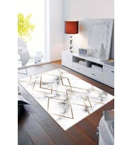 Gold Mermer Görünümlü Kaymaz Tabanlı Dekoratif Halı AR196 - 100 x 160 cm