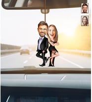 Kişiye Özel Karikatürlü Çift Ahşap Araba Dikiz Ayna Süsü