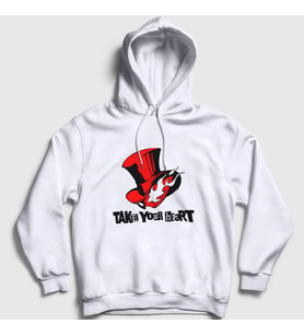Presmono Unisex Beyaz Persona 5 Take Your Heart Kapüşonlu Sweatshirt 424601tt