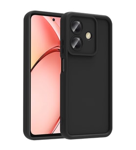 Oppo A3 Kılıf Kamera Korumalı Kalın Kenarlı Viera Silikon Case (Siyah)