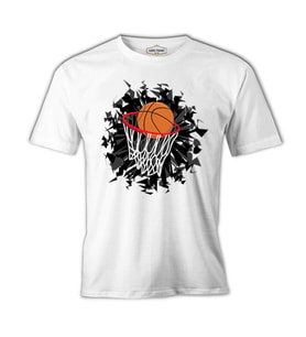 Basketbol - Pota Beyaz Erkek Tshirt