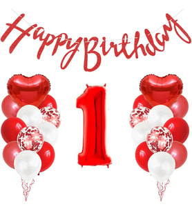 KIRMIZI RAKAMLI HAPPY BIRTHDAY BALON SET