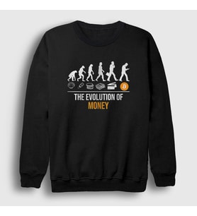 Presmono Unisex Siyah Evolution of Money Bitcoin Sweatshirt 263777tt