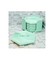 Alvera Super Fidget Coaster Seti – 3D Baskı Altıgen Desenli Bardak Altlığı ve Tutucu-Mint