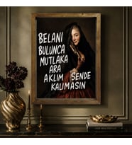 BK Gift Vintage Klasik Sanat Esprili Sözlü Masif Ahşap Çerçeveli Dekoratif Tablo - 24