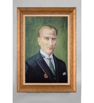 Altın Varaklı Paspartulu Çerçeveli Atatürk Tablo nt620