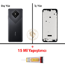 Infinix Zero 8 Siyah Uyumlu Orta Kasa + B7000 Yapıştırıcı Full Kasa Kapak Gövde Housing
