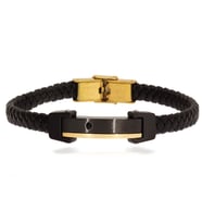 Erkek Siyah Tek Taş Detay Deri Bileklik