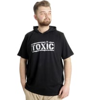 Mode XL Büyük Beden Erkek T-shirt Kapşonlu TOXIC 23119 Siyah