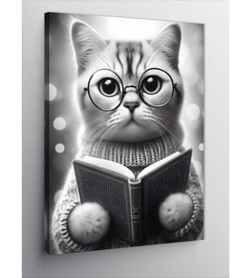 Kanvas Tablo Kitap Okuyan Kedi