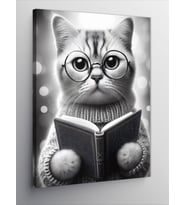Kanvas Tablo Kitap Okuyan Kedi
