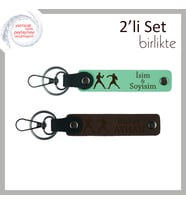 Dövüş Sporuna Gönül Verenlere, Kırmızı Eldivenli, İsme Yazılabilir Anahtarlık Seti, A Yeşil-K Kahve
