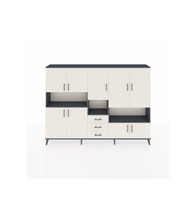 Arges Dolap 13 Raflı 3 Çekmeceli 9 Kapaklı 220x30x163 Antrasit-Aytaşı
