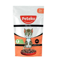 PETEKO 24 ADET JÖLELİ PARÇA ETLİ YETİŞKİN KEDİ YAŞ MAMASI SOMONLU