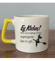 Ey Kadın! Baskılı Kadınlar Günü Sarı Kulplu D Kupa