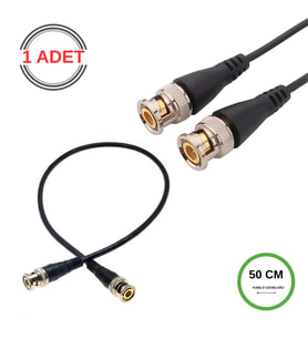 BNC Kablo Erkek-Erkek Hazır Uçlu 0.5 Mt - Siyah CCTV Görüntü Sinyal Kablosu - 1 Adet