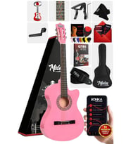 Midex CG-395PK Pembe Renk Kesik Klasik Gitar 4/4 Yetişkin Boy Sap Ayarlı Full Set