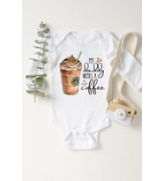 Unisex Bebek Beyaz Daddy Needs Coffee Frappe Uzun Kollu Çıtçıtlı Body