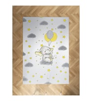 MEKTA HOME BEBEK VE ÇOCUK ODASI Gri Bulutlu Sevimli Fil Desenli Halı