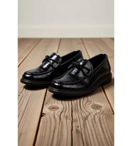 Kadın Tıknaz Topuklu Loafer Ayakkabı Crocodile Desen Fiyonklu Detaylı Bağcıksız Rahat Günlük Modern
